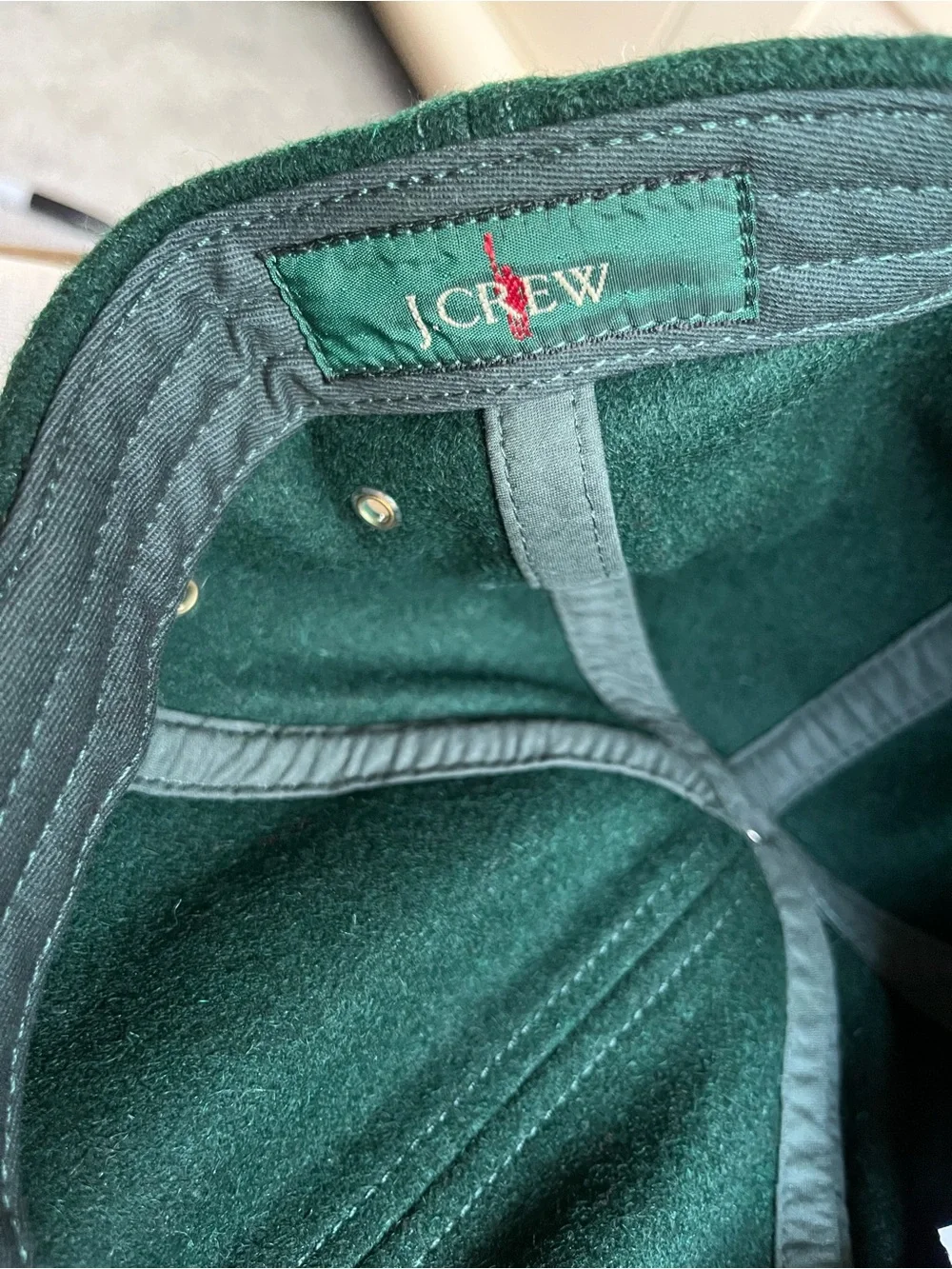 NWT J CREW Heritage Embroidered Oarsman Wool Baseball Cap w/Leather Backstrap